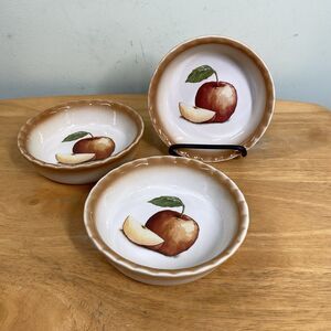 Nantucket 5.5" Apple Desert Mini Baking Pie Quiche Plate Dish Scalloped Set of 3